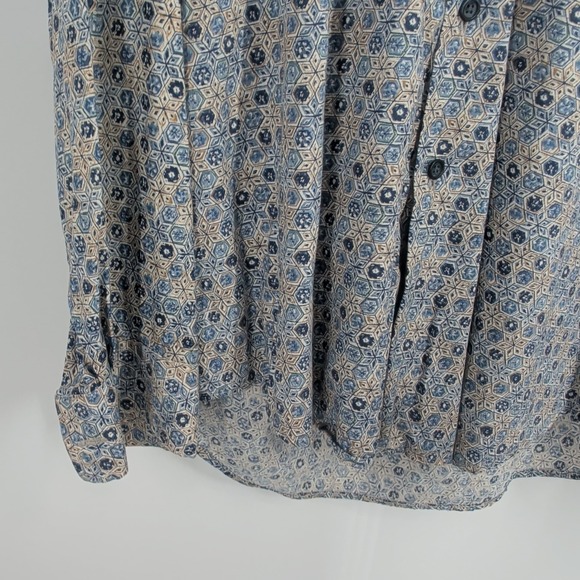 Henry Grethel Geometric Print Classic Button-Up‎ Shirt Multicolor Size L (42cm) - Picture 3 of 8